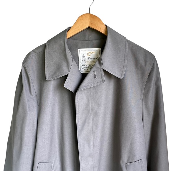 Oversized Vintage London Fog Boyfriend Trench Coat Jacket Grey Neutral - Picture 7 of 13